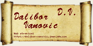 Dalibor Vanović vizit kartica